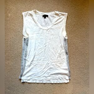 J Crew white sleeveless tank top with silver sparkly side stripes in size xs